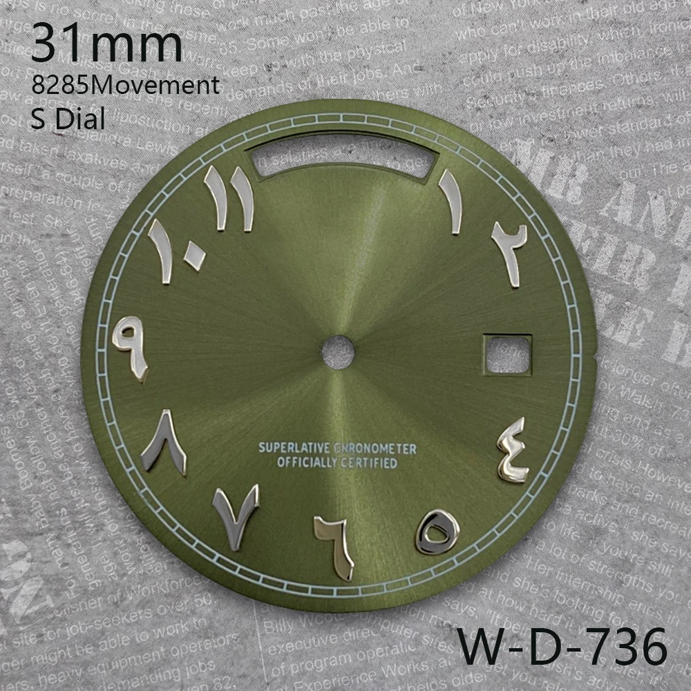 31mm Day And Date S Dial For 8285 Movement Sunray Arab Dial High-Quality Watch Modification Accessories