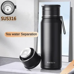 FANJANE Large Capacity Insulated Cup Coffee Tea Thermos Bottle for Men Female Tea Infuser Water Separation Outdoor Water Cup