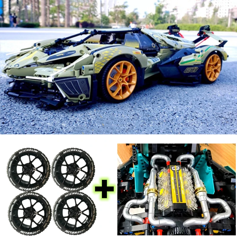 MOC Lambo V12 Vision GT Super Sports Car Model Building Block Bricks Educational Toy Gifts