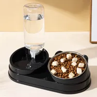 Elevated Double Cat & Dog Bowls Automatic Drinking Station with Slanted Design Durable Stainless Steel Pet Water Bowls