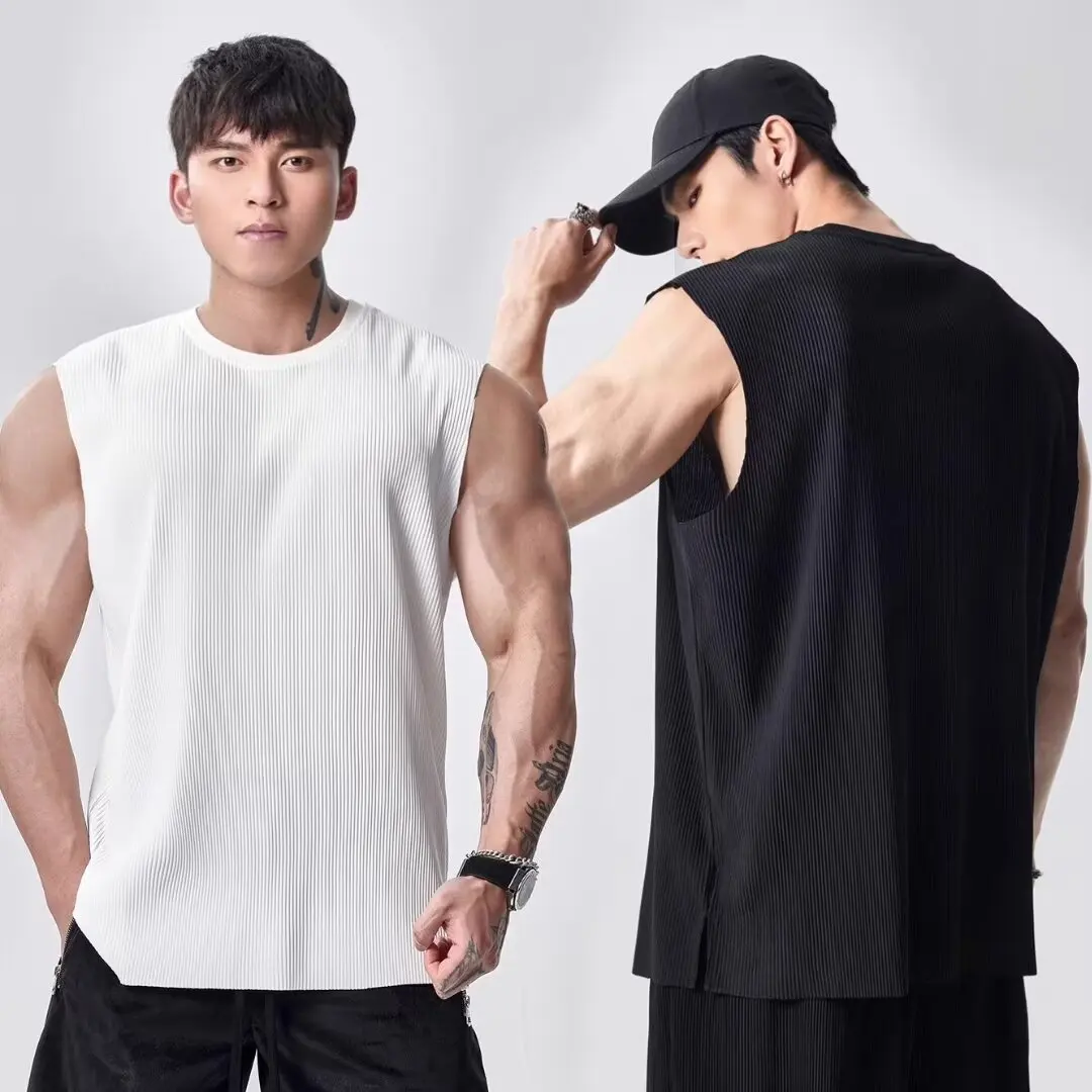 Summer Ice Silk Quick-Dry Breathable Slim Sleeveless Tank Top Men's Fitness Training Casual Top