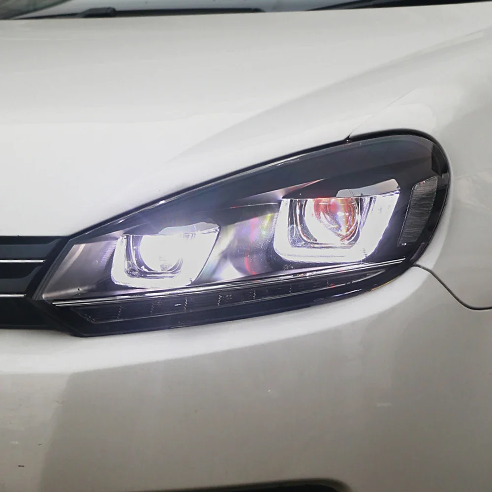 

For VW Golf6 MK6 2009-2012 Auto LED Headlights Assembly Upgrade New style High Quality Projector Dual U Lens Car Accessories