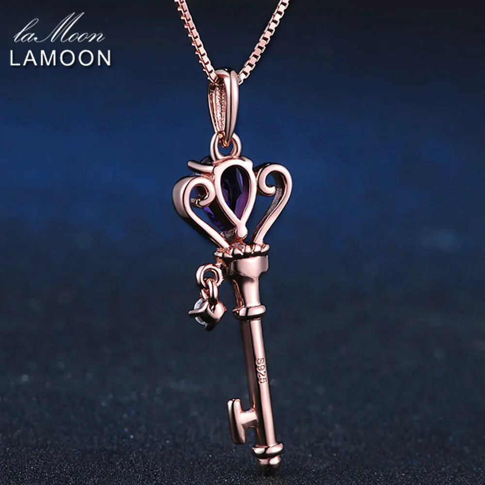 ラマムーン-ネックレススターリングシルバー925,ラインストーンとローズゴールドメッキチェーンmni004,ジュエリー