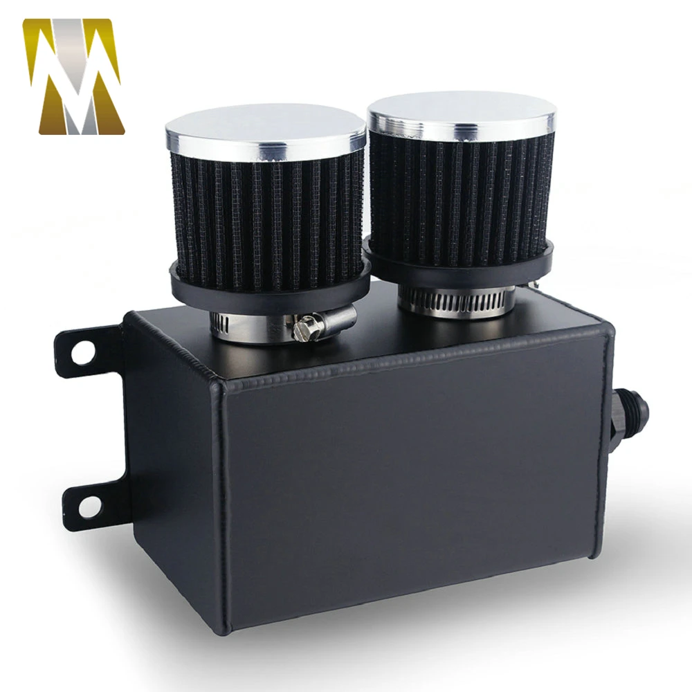 

1.2L -10AN AN10 Universal Aluminum Oil Catch Can Tank Reservoir Polished Car Kit Breather Fittings With 2 Air Filters