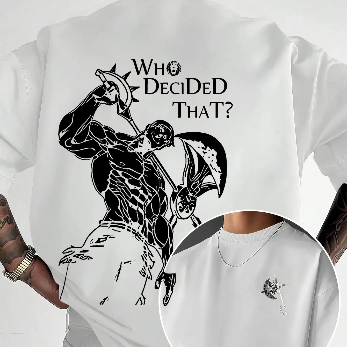 Who Decided That Short Sleeve T-shirt Summer New - Micro Shoulder Version Round Neck T-shirt, Men's T-shirt, Round Neck T-shirt