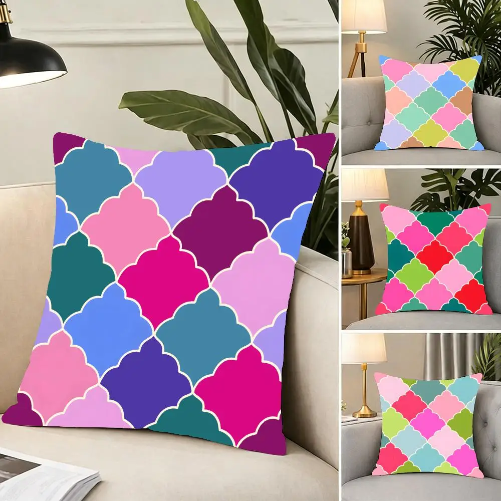 Bohemian Intricate Memphis Arabesque Cushion Cover Portable floor cushion for travel Yoga Minimalist text 2way tricot