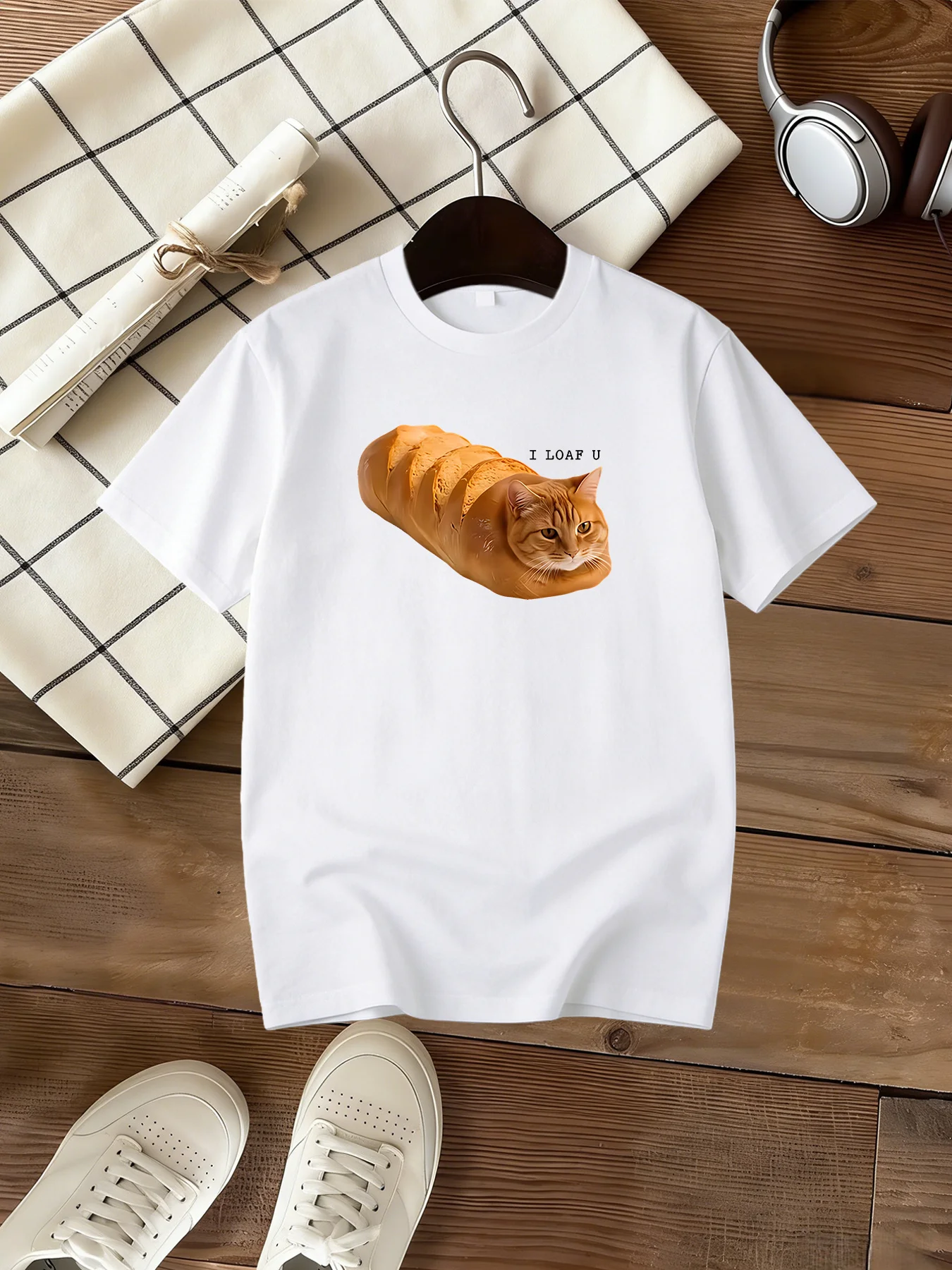 Cute Cat Bread I Loaf U Graphic Family Matching T Shirt Boys Girls Short Sleeve Tees Parent Kid Same Soft Summer Daily Tops
