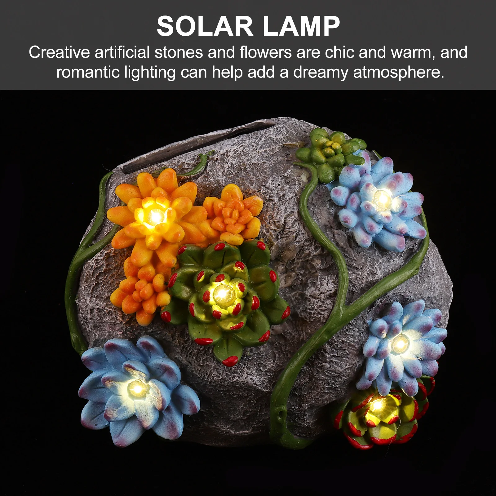 

1Pcs Solar Stone Lamp Creative Artificial Flower Outdoor Garden Decor Romantic Lighting Solar Yard Lamp Imitated Stone Spotlight