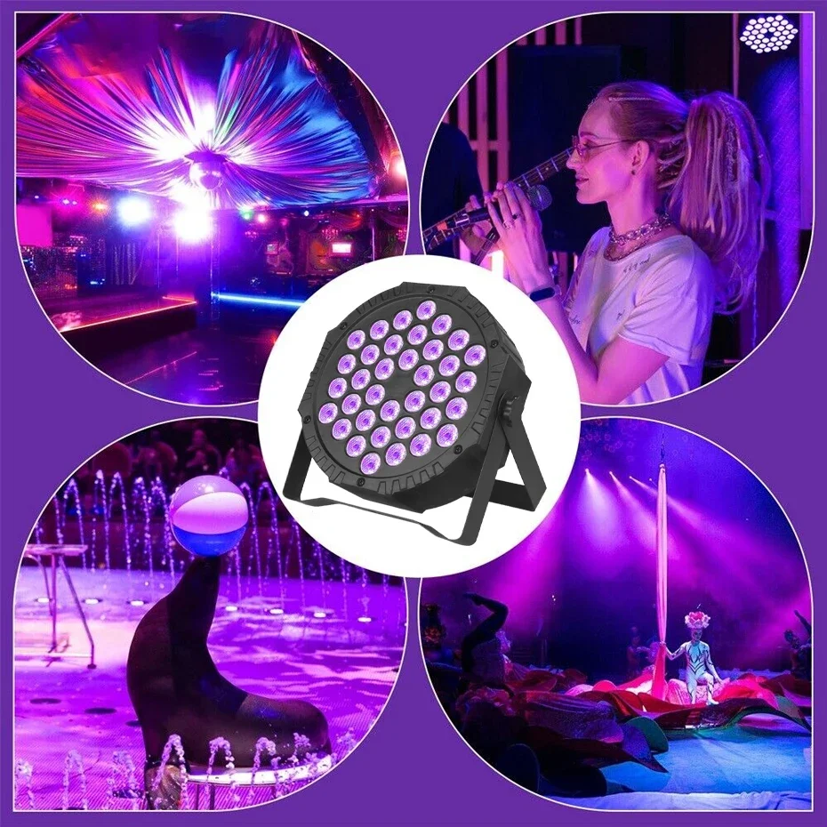 ALIEN 36 LED Ultraviolet UV Black Flat Par Light DMX 512 DJ Disco Party Holiday Xmas Wedding Birthday Sound Activated Stage Lamp