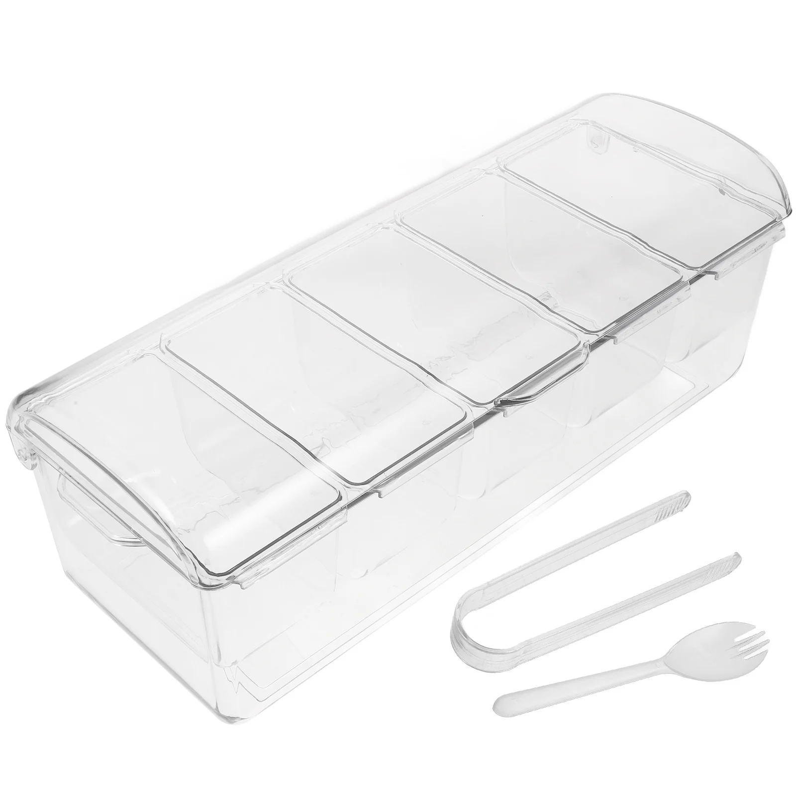 

1Set Salad Holder Acrylic Food Storage Container Large Capacity Chilled Compartment Tray for Outdoor Picnics Family Gathering