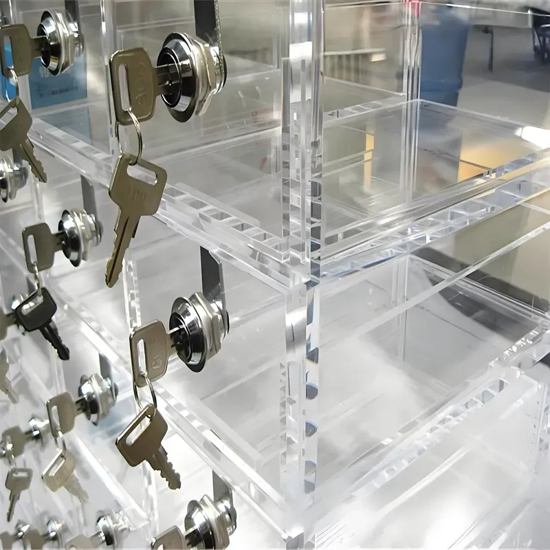 High-Transparency Acrylic Large Jewelry Display Cabinet with Lockable Storage Compartments and Dust-Proof Protection