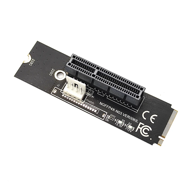 Adaptateur de carte Riser M2 vers PCIE 4X, transfert de clé M vers PCIe avec indicateur de tension LED pour PCI Express 1X à 16X Riser Mining