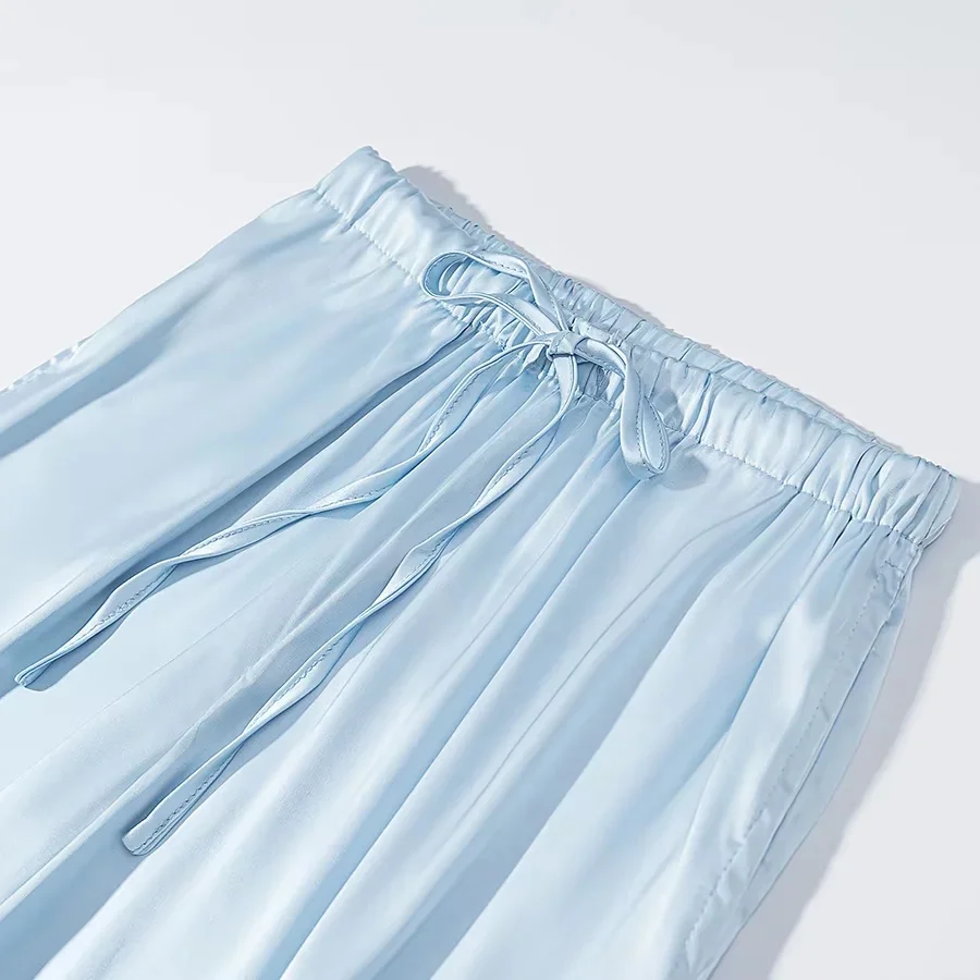 KONDALA Damen Elegantes Schickes Hosenset Blaue Spitze Durchsichtige Kurze Oberteile, Kordelzug Weite Hosen 2026 Sommer Trendiges Urlaubsset – Detail 20