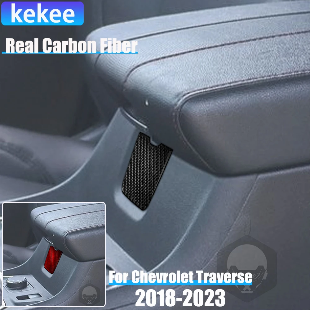 

Real Carbon Fiber Car Accessories Armrest Switch Cover Soft Sticker For Chevrolet Traverse RS LT 2018 2019 2020 2021 2022 2023
