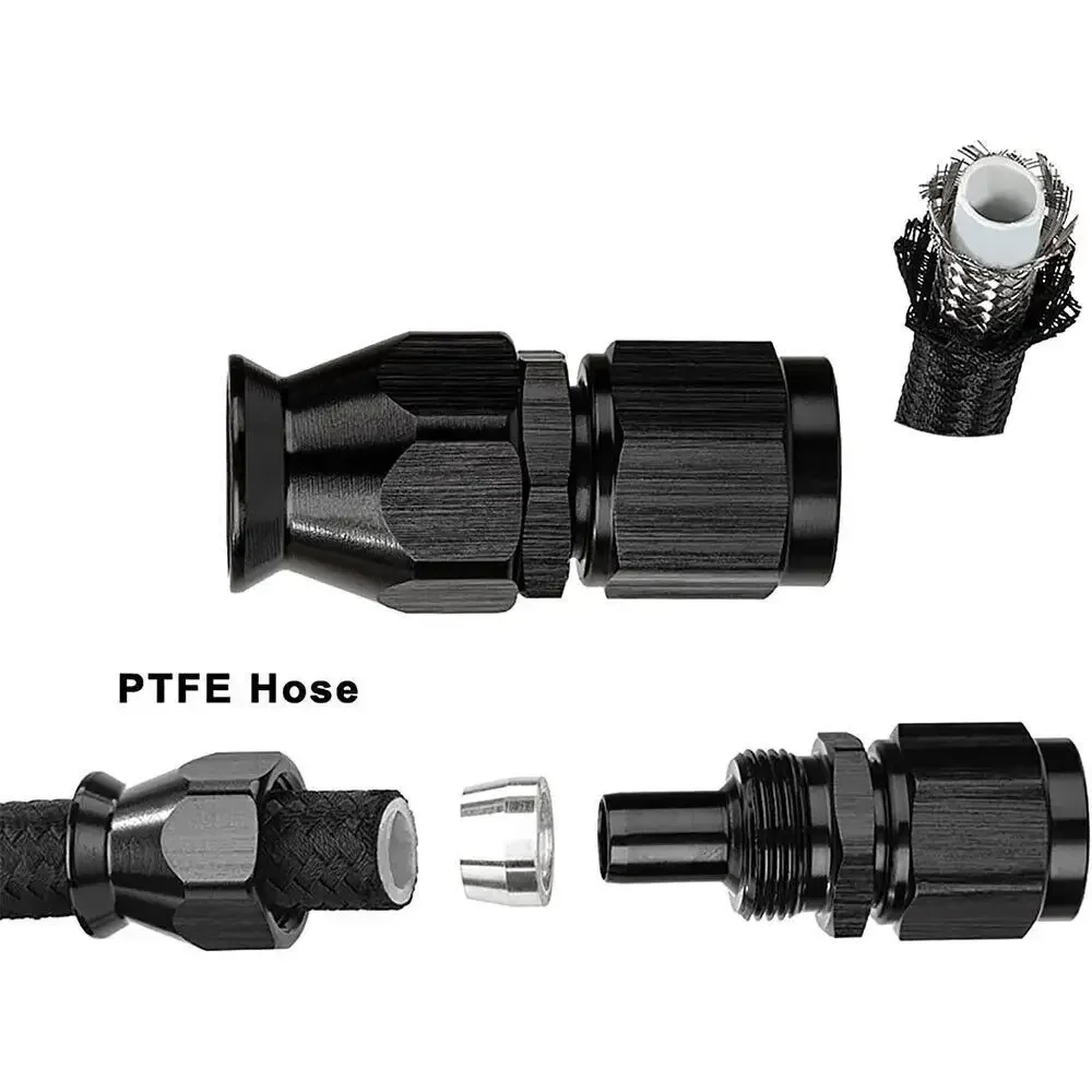 دائم AN4 AN6 AN10 10FT الألومنيوم النايلون مضفر PTFE خط الوقود مع 6 قطعة تركيبات خرطوم عدة للسيارات الأسود TF-1054