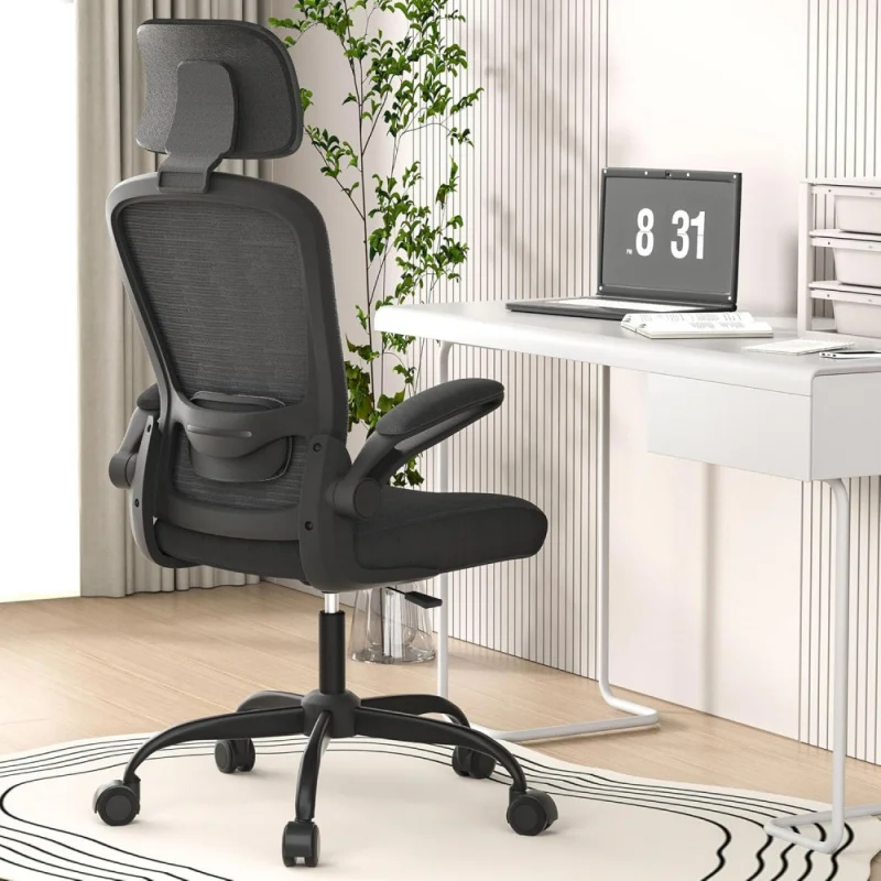 

Ergonomic Office Chair for Long Hours & Back Pain Relief – Adjustable Lumbar Support & Headrest, High-Density Foam Cushion,