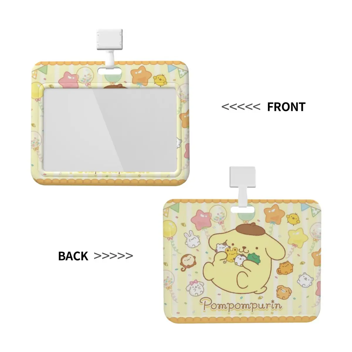 

Custom Cartoon Anime Pom Pom Purin Credit Card Holders Neck Strap Lanyard ID Badge Card Holder For Factories Nurse Card Holder