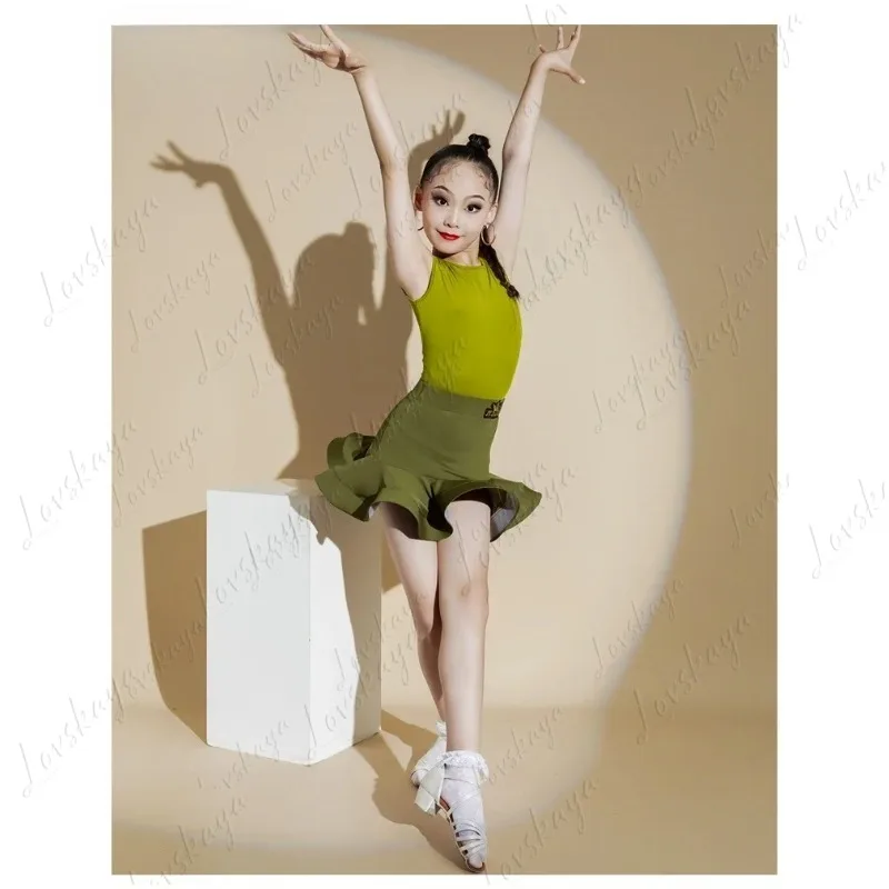 

Latin Dance Wear Girls' Competition Leotards Fishbone Skirt Split Suit Skirt
