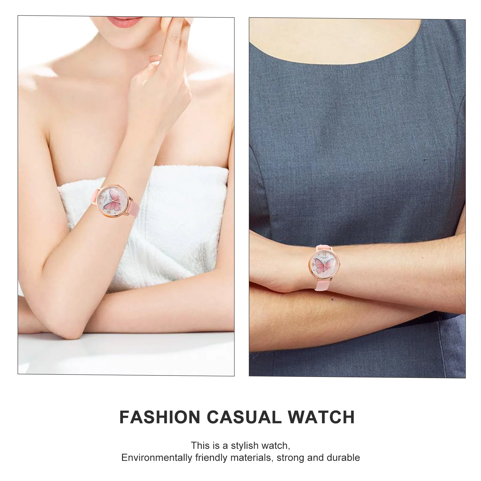 

1pc Double Dial Watch For Women Alloy Quartz Movement Fashion Bracelet Women Butterflies Watch Timepiece