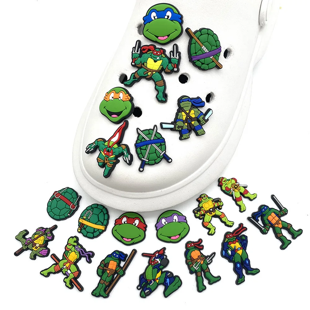 20pcs Turtle Ninja series PVC Shoe Charms Detachable Clog Shoe Decor Accessories Gift for Classic Movie Character Fans