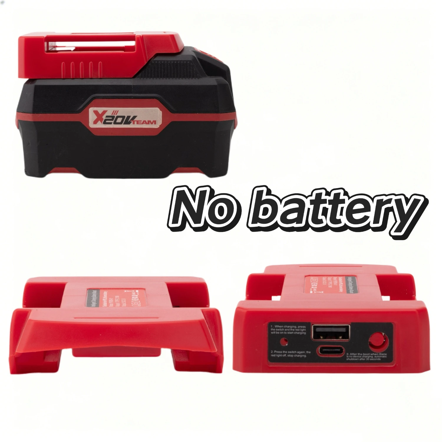 For Lidl Parkside X20V Lithium-ion Battery Converter Charger USB Type-C Fast Charging Mobile Phone Emergency Power Supply
