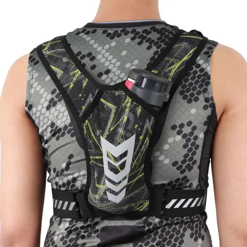 Chest Running Vest With Reflective Strips Breathable Mesh Bottle Bag Running Gear For Hiking Running Traveling Cycling