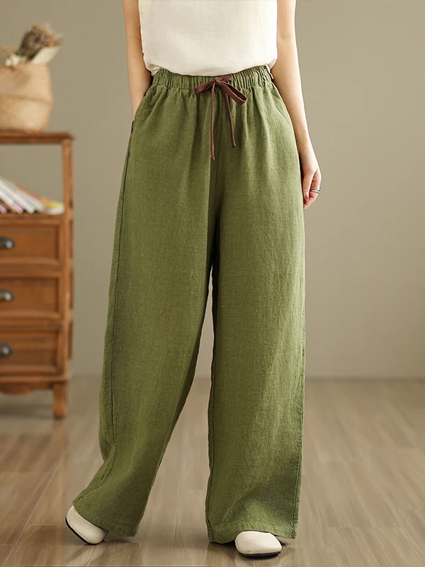 

High Waist Wide Leg Pants Women's Elastic Waist Slimming Color Loose Versatile Harlan Carrot Pants Korean Sle
