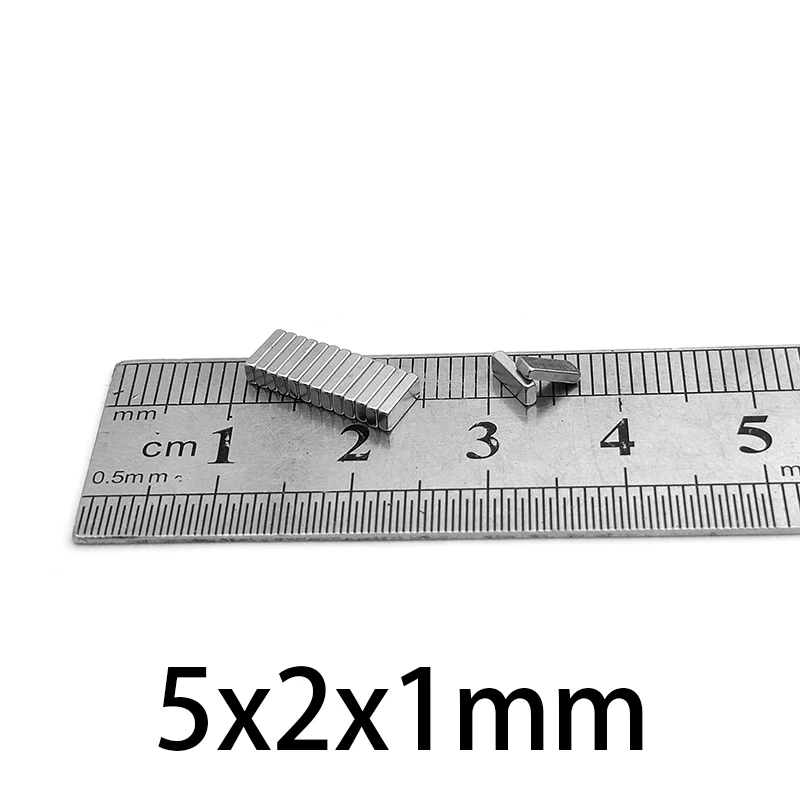 5x2x1mm Thin Sheet Powerful Magnets 5*2*1 Small Strong Block Magnets For Fridge DIY Building Scientific Craft 5X2x1