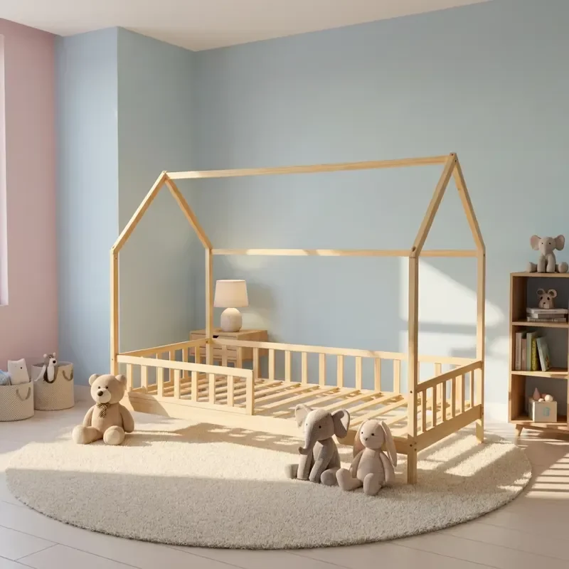Inventory Bedroom Furniture Toddler Children Wooden Montessori Frame Bed Children's Bed Children's Bed House