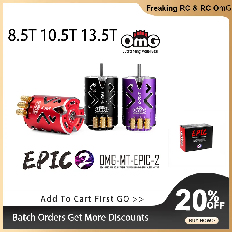 

EPIC-2 8.5T 10.5T 13.5T OmG EPIC-2 540 Sensored Brushless Timing-Adjustable Top Motor KV3750 KV2955 for RC Drifting On-Road Car