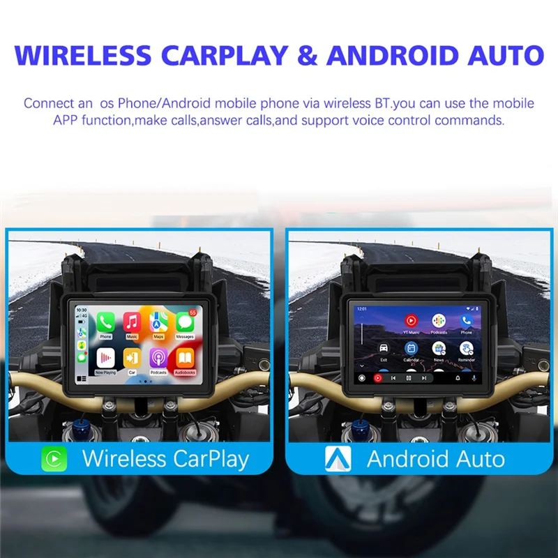

B07A-Motorcycle 5 Inch Bluetooth Portable Screen GPS Navigation IP67 Waterproof Wireless Carplay Android Auto MP5 Player