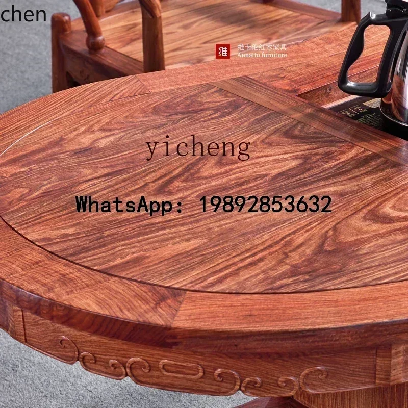 

YFY Tea Table Table-Chair Set Solid Wood Kung Fu Waist Tea Table Pterocarpus Erinaceus Poir. Office Tea Table