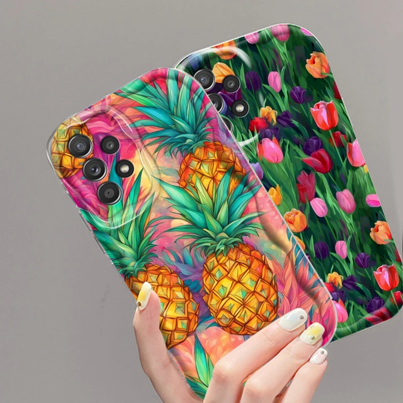 

Fruit Flower Pineapple Art For Samsung A55 A54 A53 A52 A35 A34 A33 A32 A25 A24 A23 A22 A21S A15 A13 A14 5G Wave Oil Back
