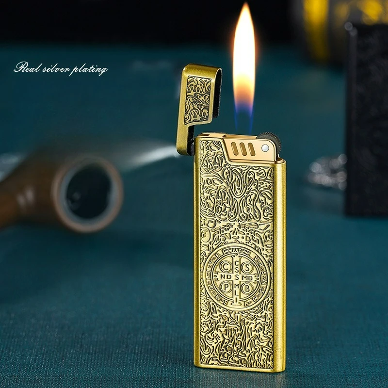 قسطنطين رقيقة الرجعية طحن عجلة الإشعال غاز البوتان أخف على الوجهين منحوتة في الهواء الطلق يندبروف نفخ ولاعات 8 مللي متر