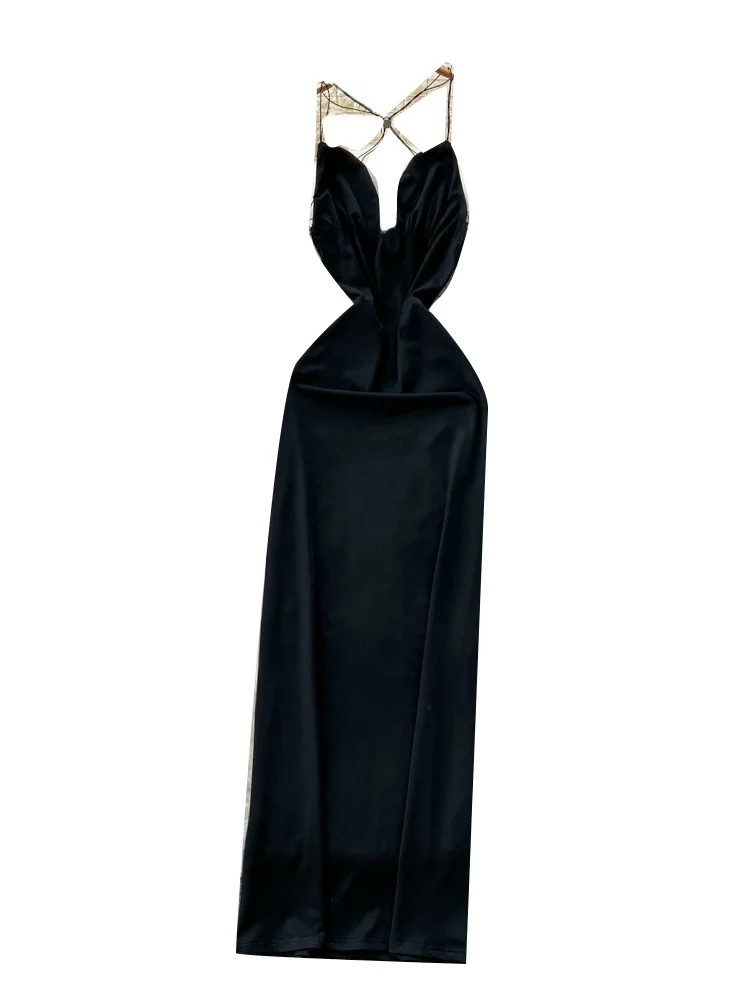 Sexy hangende ne-riem Dr ow borstomslag taille slim fit bal bla Dr hoge taille polyestervezel zomer Dr