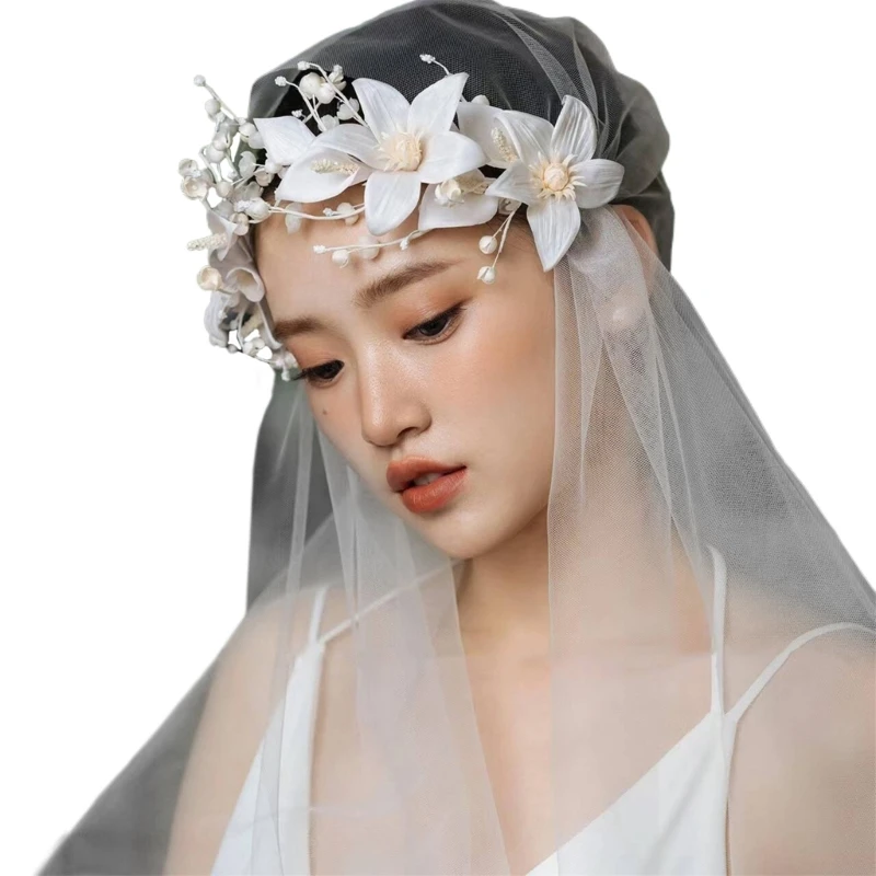 Bridal Party Essential Soft Tulle Flower Headband for Wedding Party Celebrations