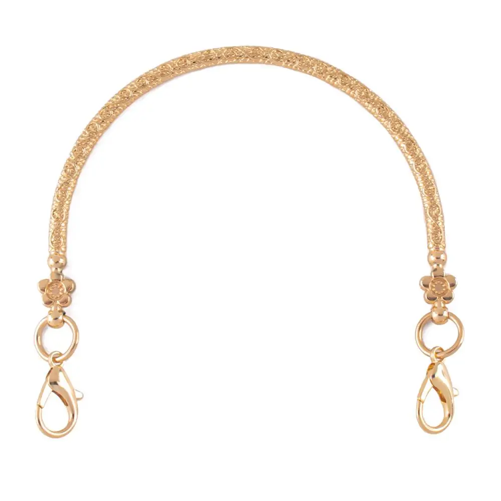 مقبض منقوشة محفظة حقيبة مقبض الذهب استبدال محفظة معدنية مقبض الحديد نصف دائرة محفظة مقابض الإطار نصف جولة مع الأزهار #5