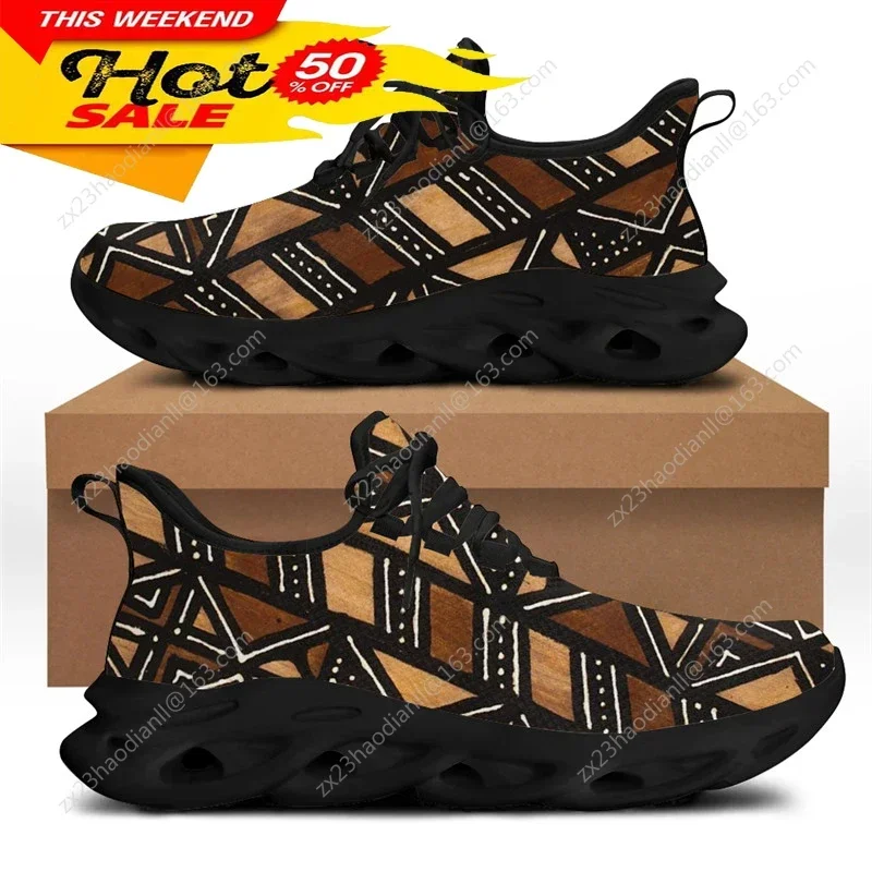 

African Ethnic Tribal Pattern Sneaker for Male New Men's Fashion Flex Control Running Shoes Lace-up Footwear