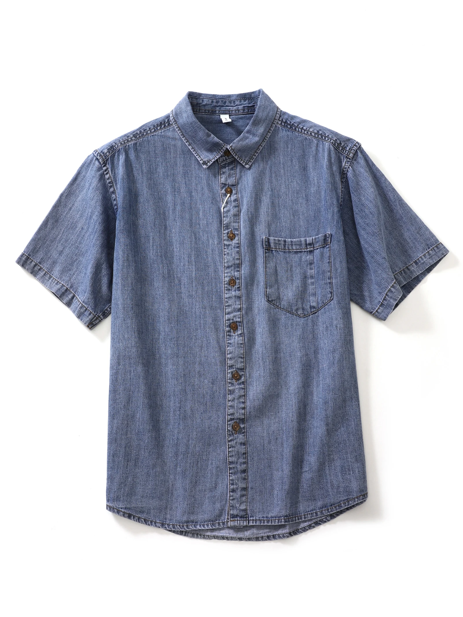 

Мужская джинсовая рубашка свободного кроя из хлопка, дышащая, летняя, модная, в стиле ретро, рабочая одежда, молодежная повседневная рубашка