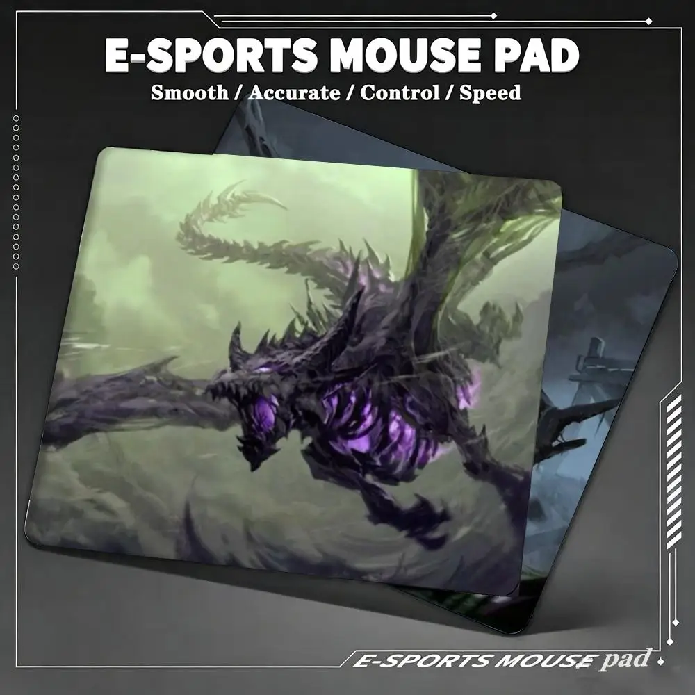 Undead Skeleton Dragon Purple Glow Gaming Mouse Pad Gothic Fantasy Evil Dragon Desktop Mouse Mat Rubber Base for PC Laptop Gamer