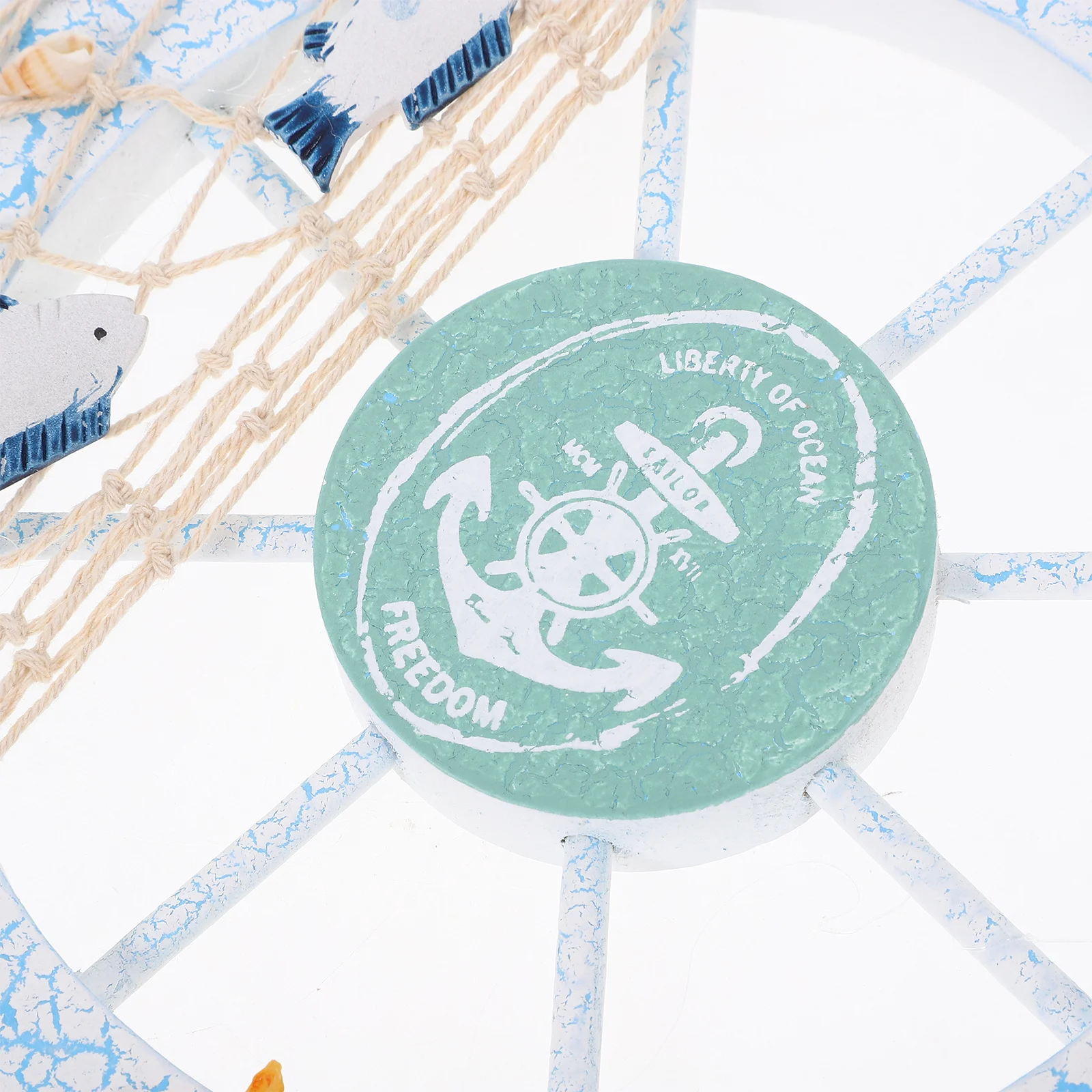 

Wooden Steering Wheel Decor Light Blue Nautical Wall Art For Home Beach Theme Boat Decoration Mediterranean