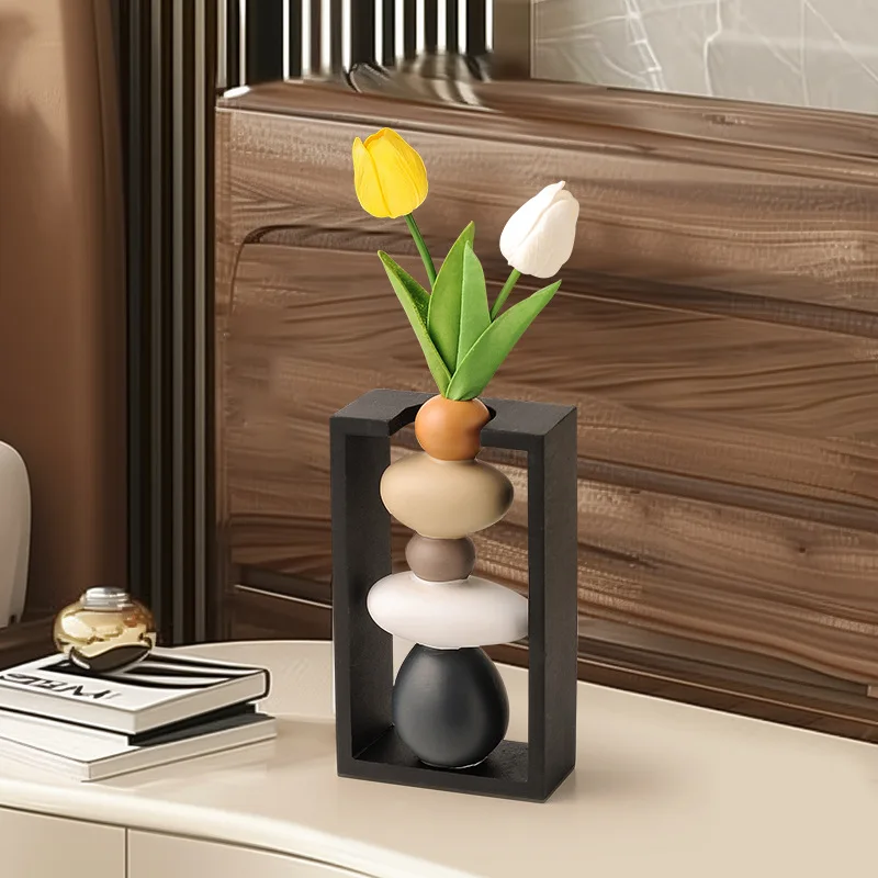Stone to run, stone ceramic vase ornament, light luxury, high-end living room TV cabinet, entrance entrance, senior decoration