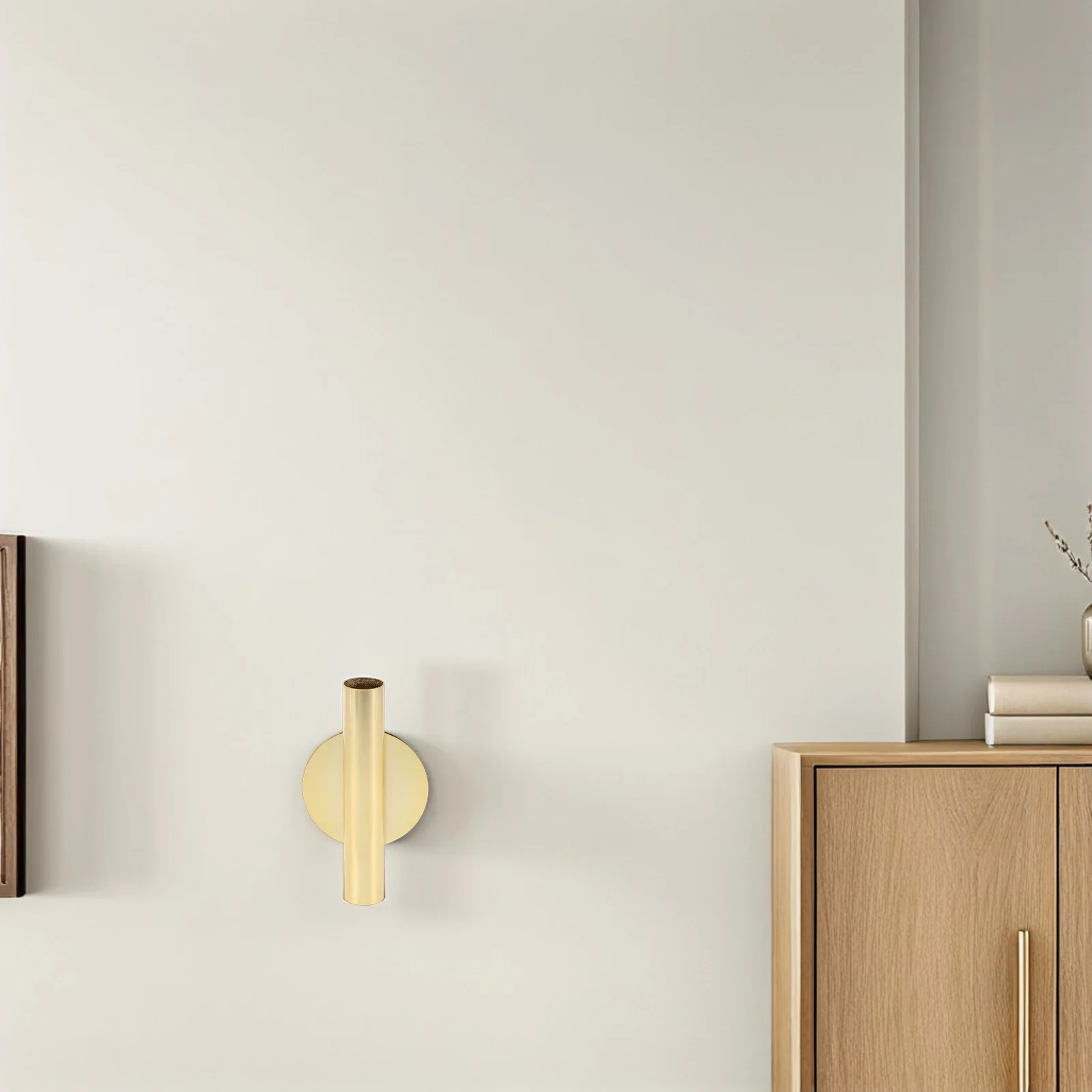 

2pcs Metal Flower Vase Wall Mounted Gold Tube Planter For Dried Fake Flowers Self-Adhesive Hanging Wall Decor Boho Floral Holder