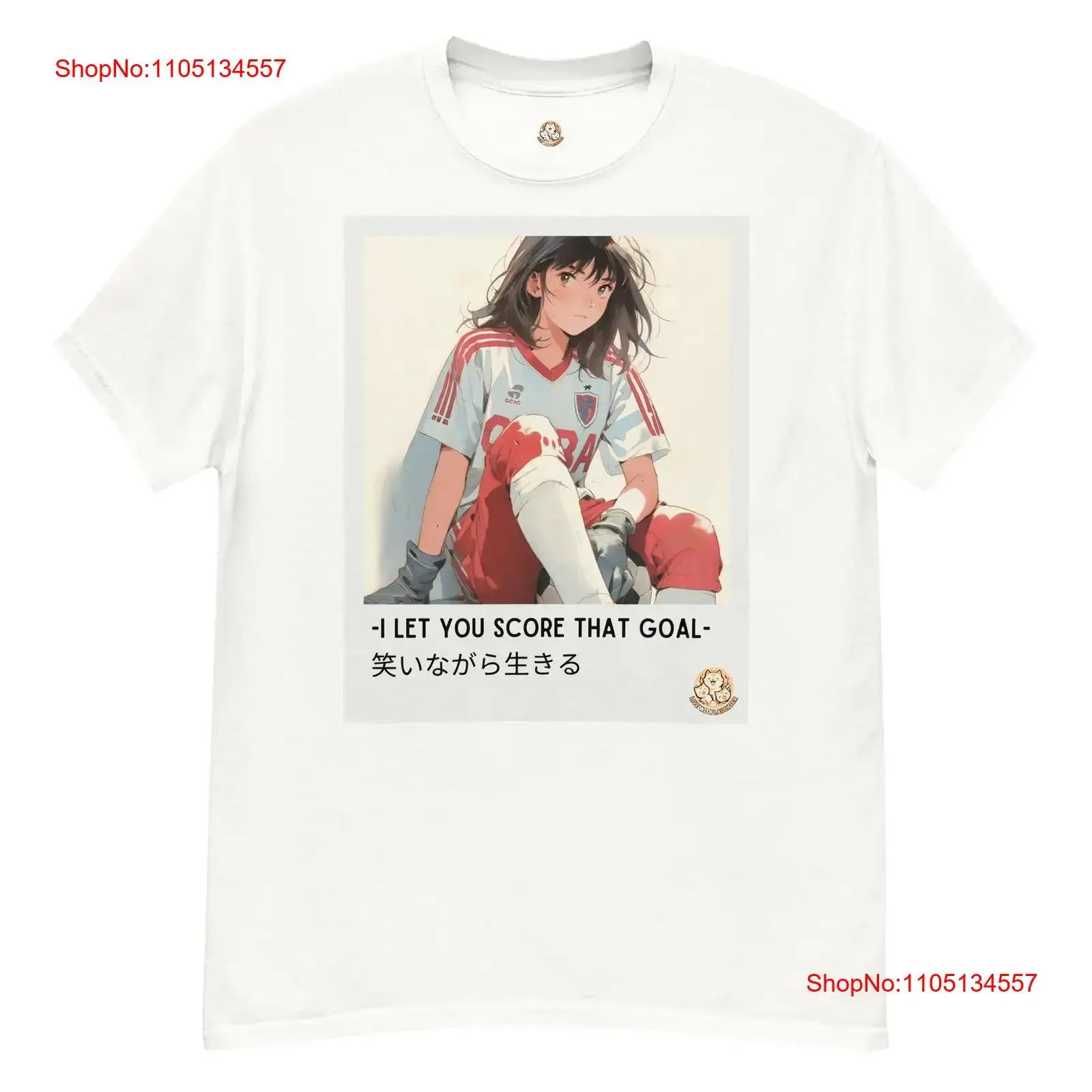

Live With Laughter Novelty Anime T Shirt I Let You Score White vintage Washed fashion Casual Versatile Stretched streetwear