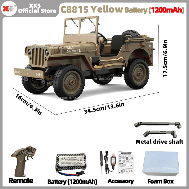 XKS JJRC C8815 1:10 Willys 1941MB schaal RC auto 2.4G 4WD afstandsbediening militair terreinwagen voor kinderen en volwassenen