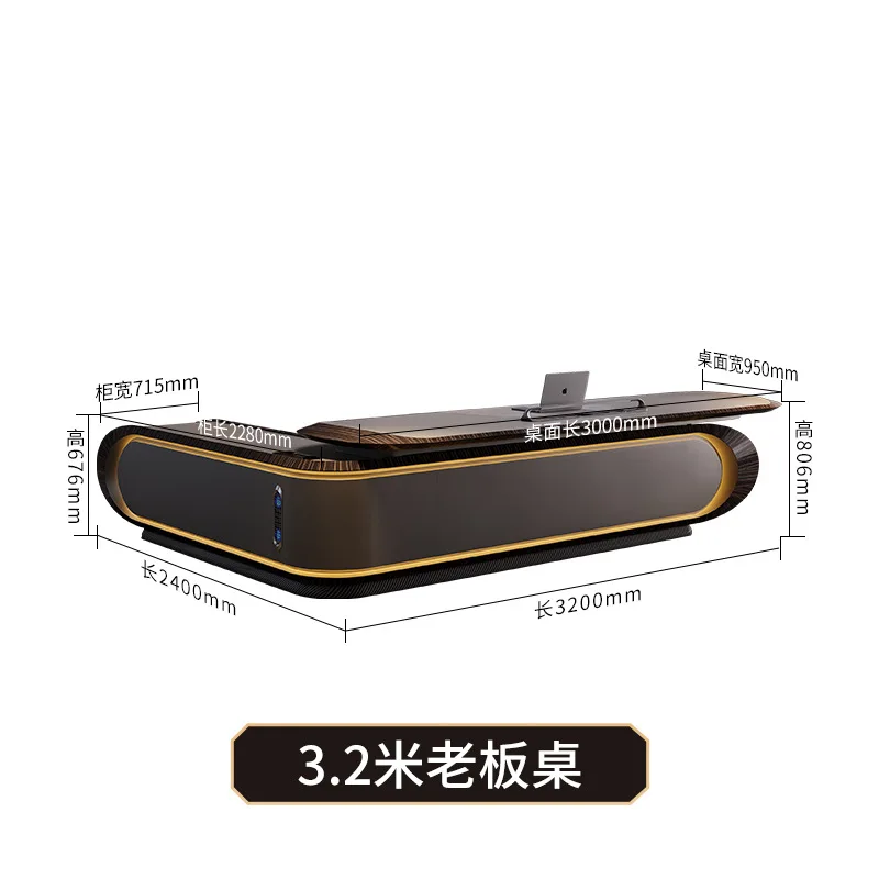 For Executive Office Desk and Chair Set Modern L Shaped Boss Table with Storage Senior Manager Workstation Furniture Combo