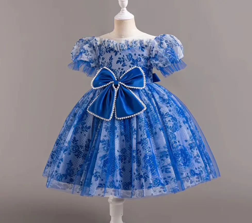 

Детские праздничные платья с цветочным принтом, элегантные платья для девочек, детские нарядные платья из тюля, 3-10 лет