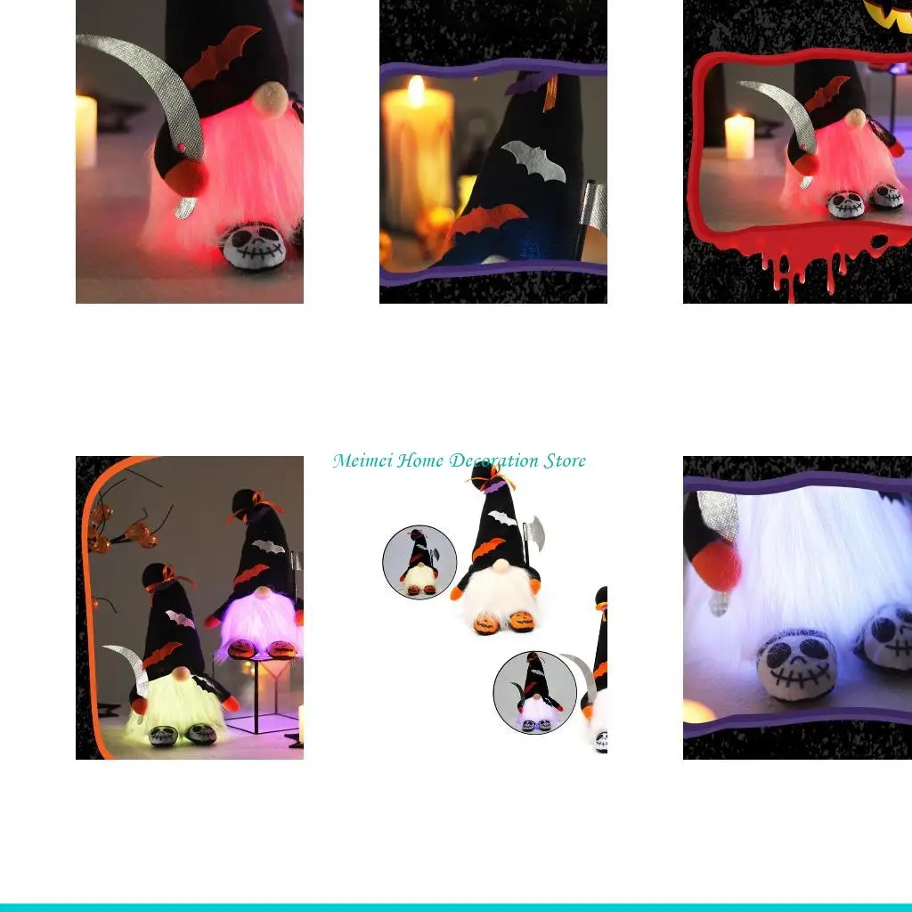 H7BF 12 "Halloween Halloween Gnome Plush for Doll المصنوعة يدويًا تومتي توم التماثيل السويدية ديكورات حفلات العطلات