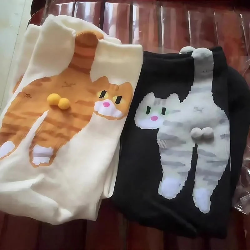 3 أزواج الكرتون لطيف الكلب القط البيض جوارب قطنية Kawaii النساء لينة القطن الأوسط أنبوب Sockings القط بعقب طباعة القط كرات زوجين الجوارب