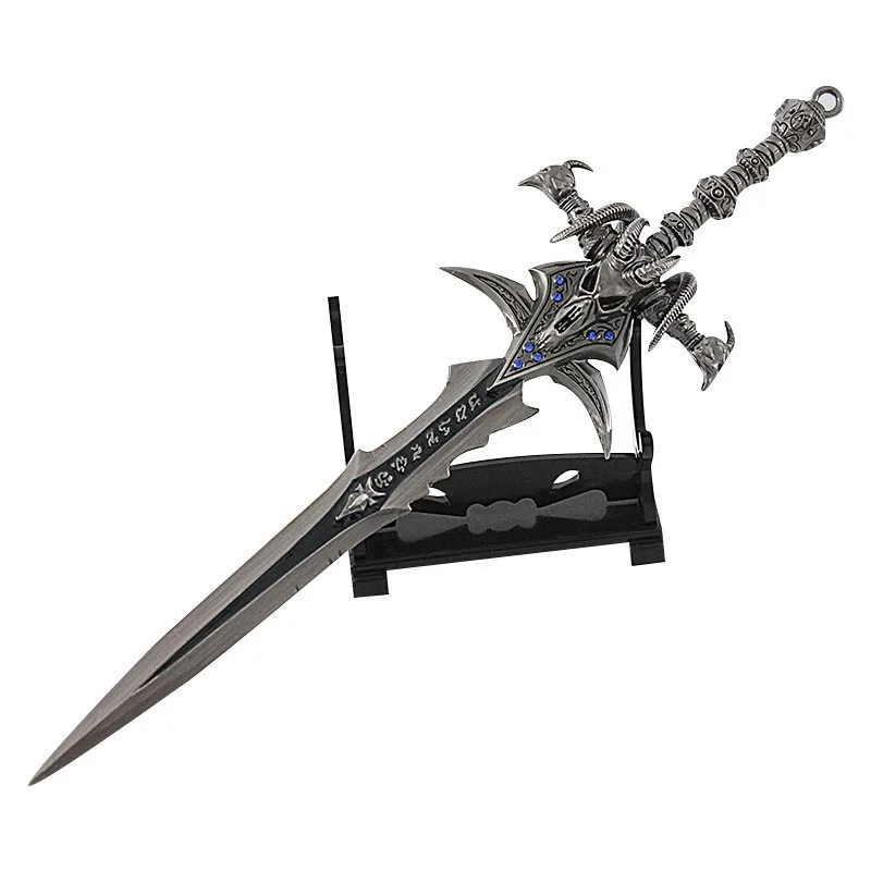 14-22cm Frostmourne Sword Keychain Hot Game Lich King Arthas Weapon Cosplay Knife Sword Weapon Alloy Key Chains for Car llaveros